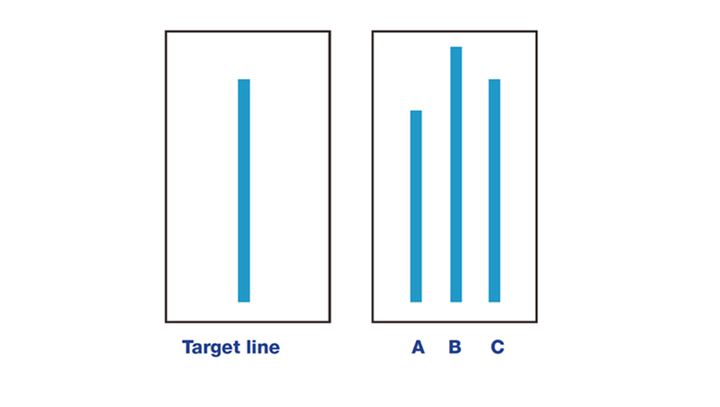 Asch experiment target line and three comparison lines